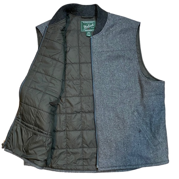 Woolrich Bear Claw Black Gray Wool  Zip Front Vest Jacket Quilted Lining Sz XXL - Picture 7 of 11